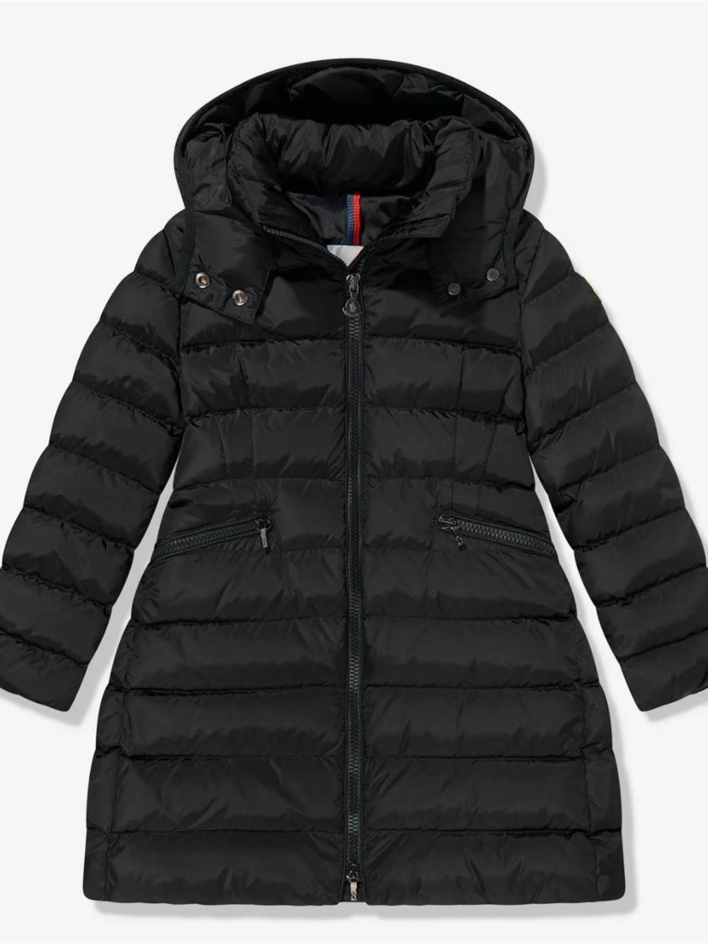 Moncler Black Quilted Hooded Puffer Coat for Kids
